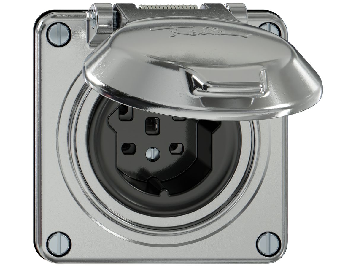 Steckdose ELEMENT SNAPFIX® 1×Typ 25 16A 440V mit Klappdeckel IP20 alu