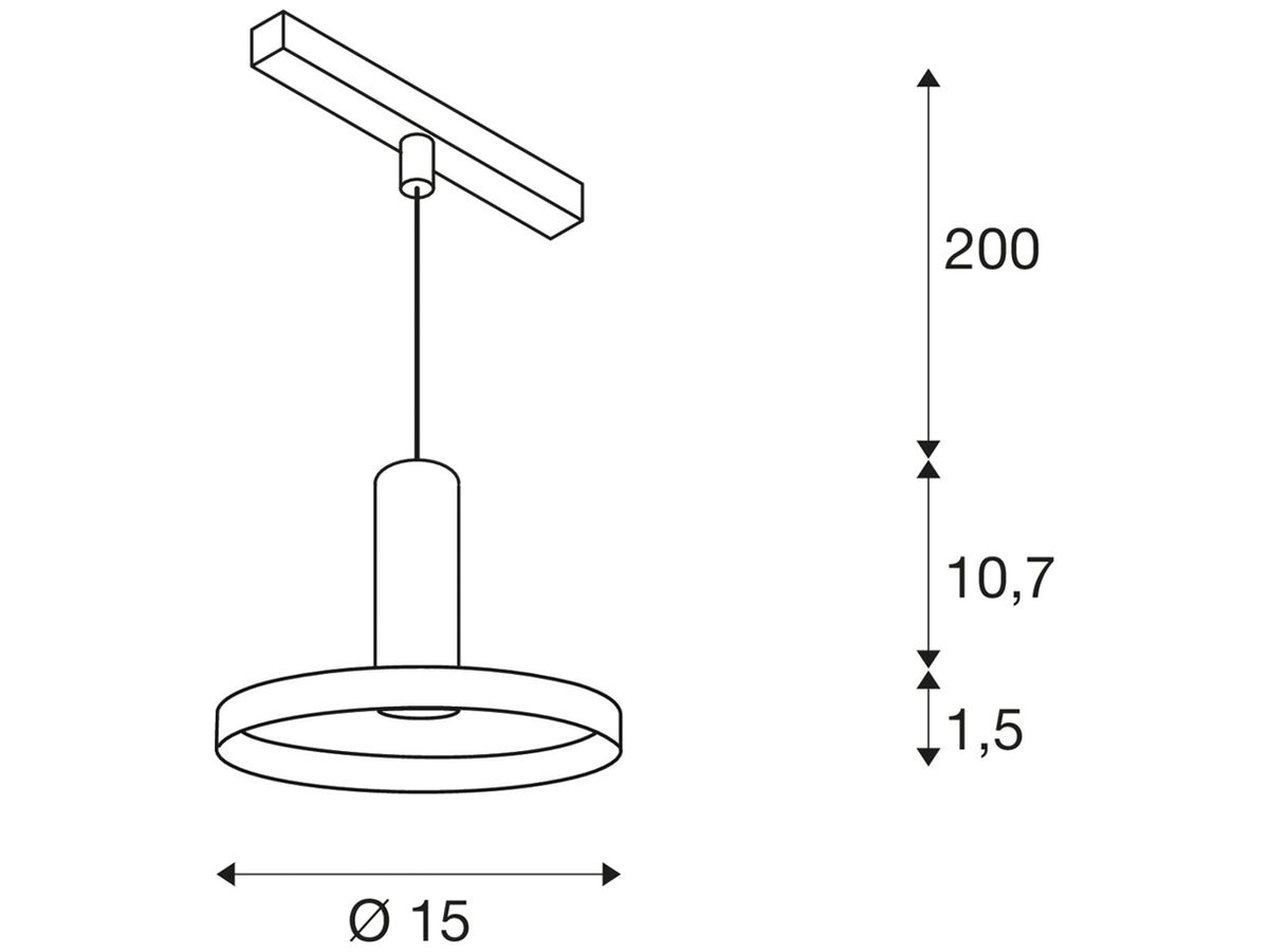LED-Pendelleuchte SLV LALU PLATE 9W 600lm 2700…3000K DALI Ø150×115mm schwarz