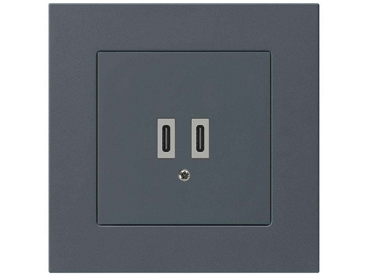 UP-USB-Ladesteckdose Hager kallysto.pro C-C 20W 5V 94×94mm anthrazit
