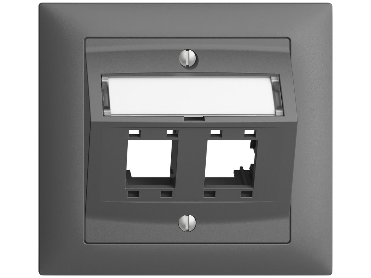 EB-Montageset EDIZIOdue FKE, mit Schrägauslasshaube, für 2×RJ45, dunkelgrau