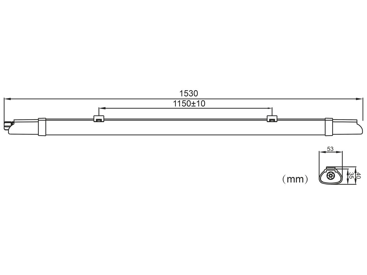 LED-Feuchtraumleuchte Sylvania SylSplash 1500 45W 4300lm 4000K IP65 weiss