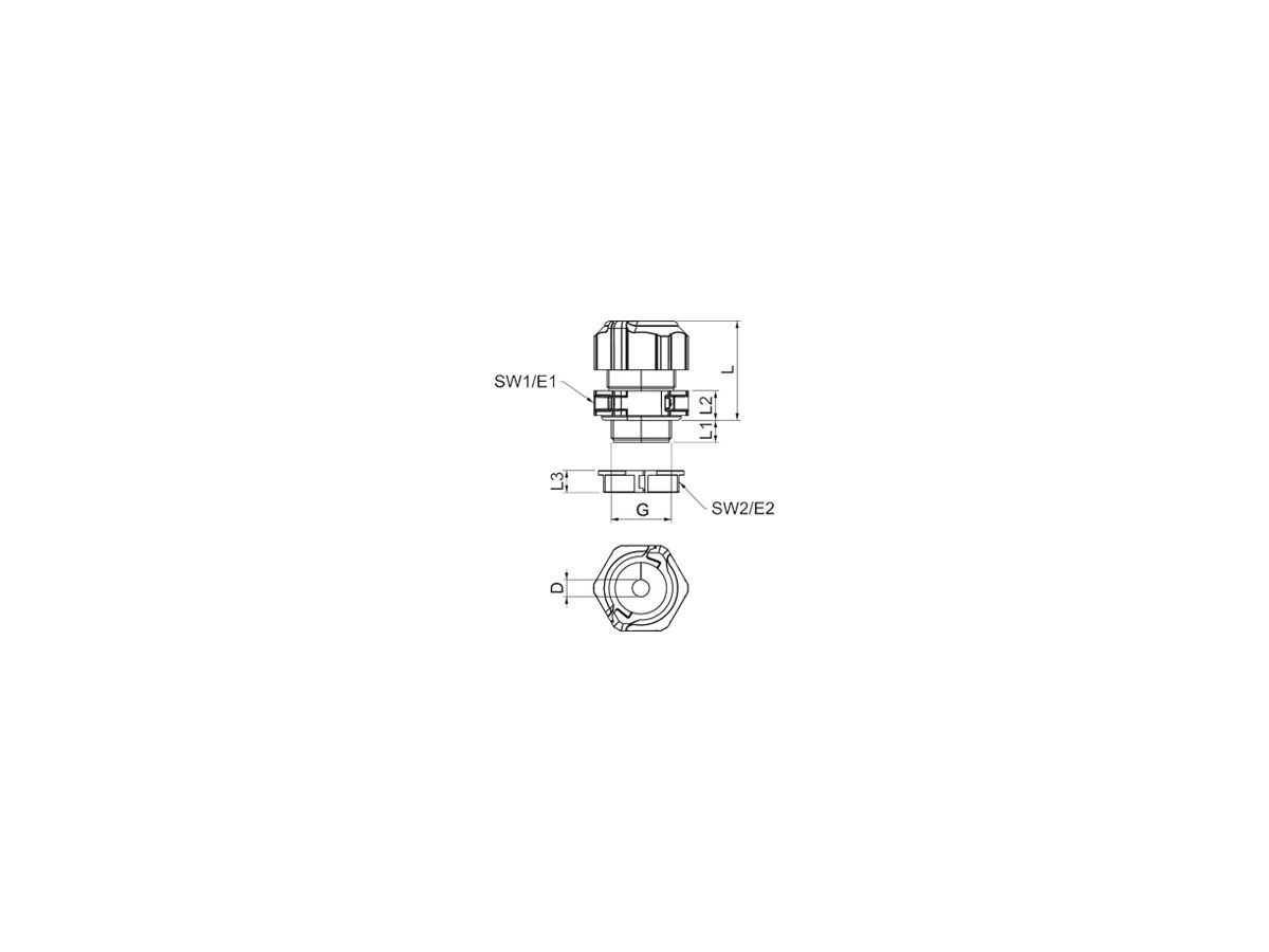 Kabelverschraubung Bettermann V-TEC TB25 teilbar M25 1×Ø11…13mm IP67 grau