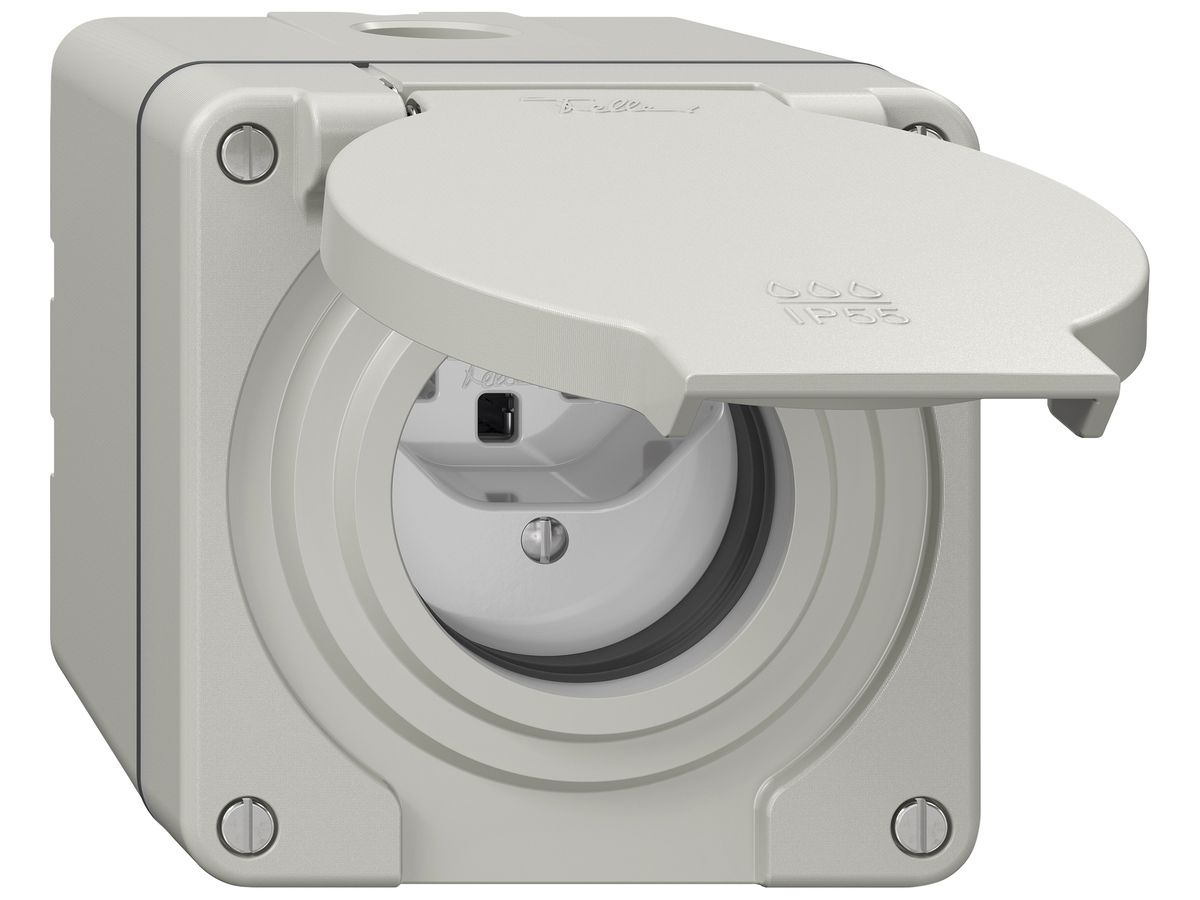 AP-Steckdose NEVO SNAPFIX® 1×T23 16A 250V 87×87×68mm IP55 lgu