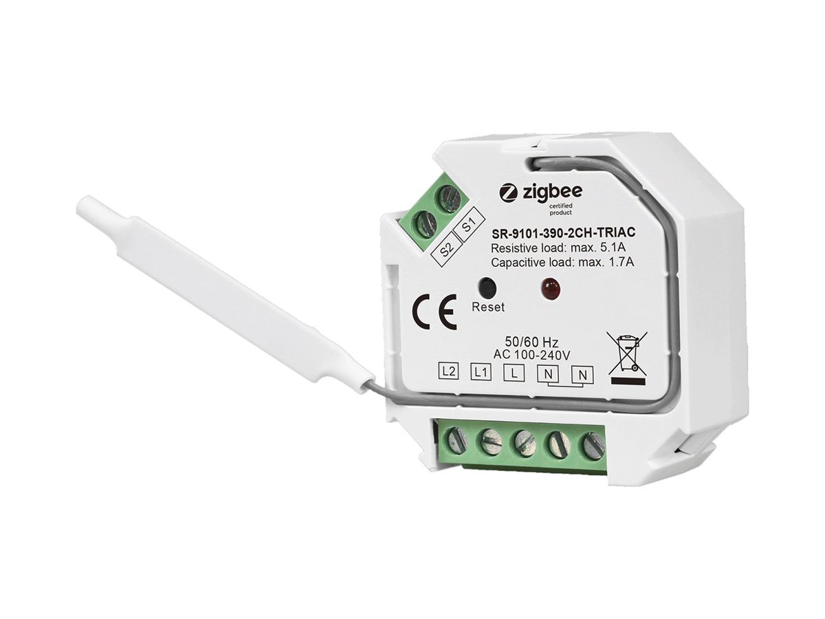 EB-RF-Schaltaktor SUNRICHER SR-9101 Zigbee 2-Kan 5.1A 100…240V 2×DI