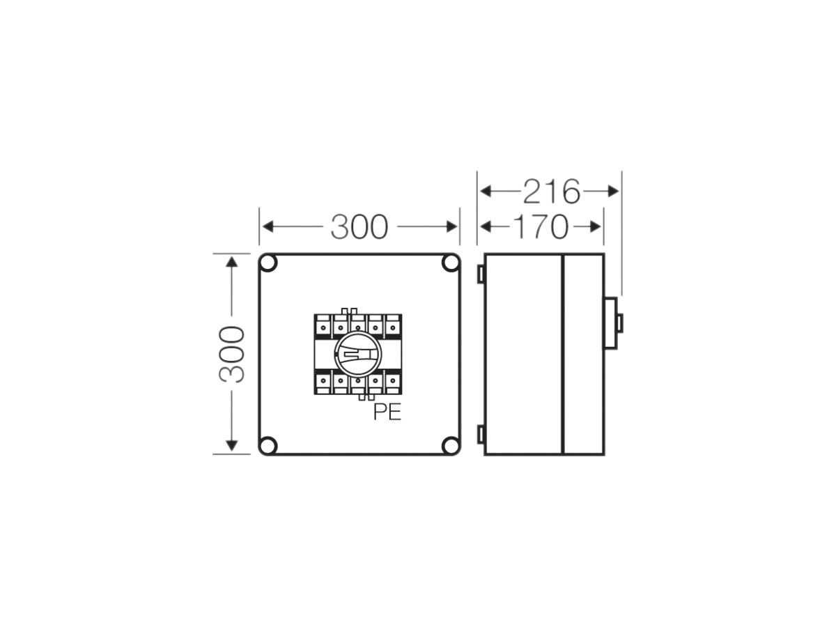 Lastschaltergehäuse Hensel Mi, 100A, 4-polig+PE
