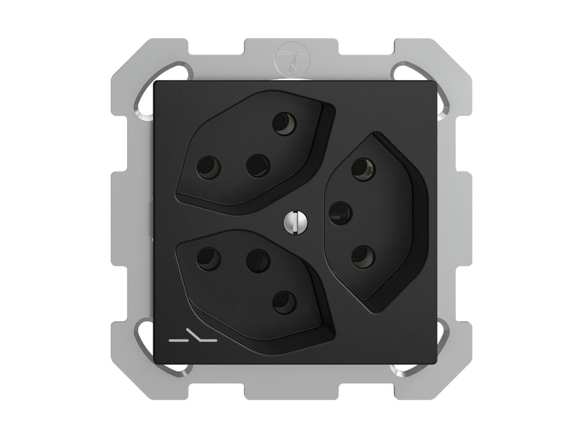 UP-Steckdose EDIZIOdue 3×T13 1×S schwarz