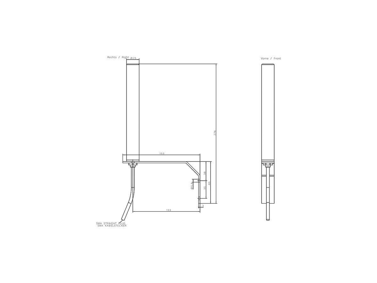 Mobilfunkantenne Siemens ANT794-4MR SMA-Stecker 2G/3G/4G 0dBi omnidir. Kabel 5m