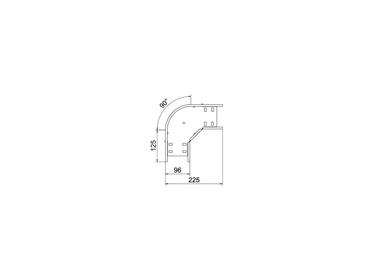 Bogen BET RB 90° 110×100mm Edelstahl A2 blank