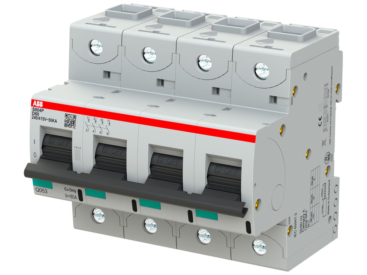 Leitungsschutzschalter ABB S804P-D80 4P 400V D-80A 50kA 6TE