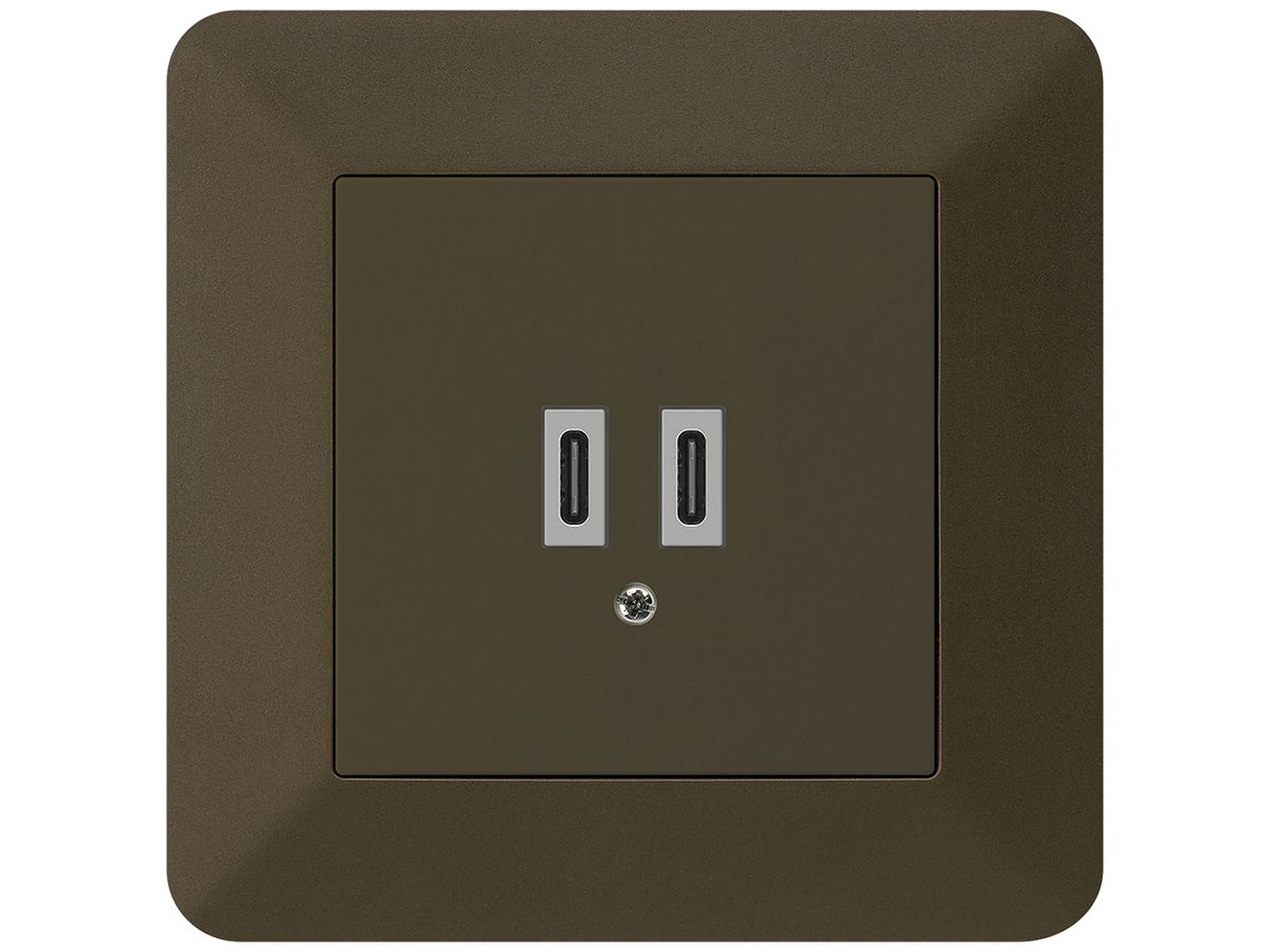 UP-USB-Ladesteckdose Hager kallysto.trend C-C 20W 5V 94×94mm braun