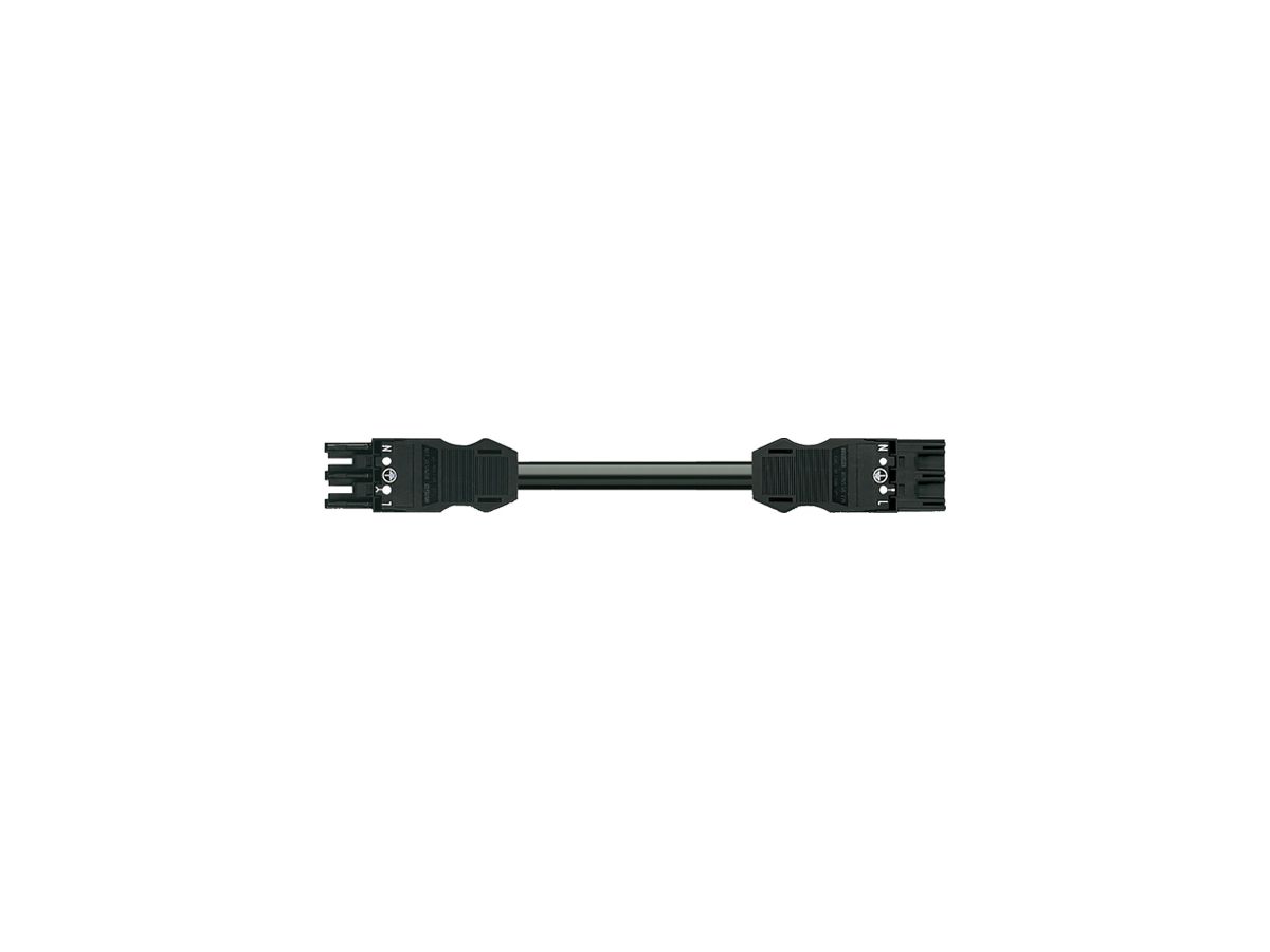 Verbindungsleitung MIDI 3×1.5mm² 16A 250V 1m Cod.A Buchse-Stecker schwarz Cca