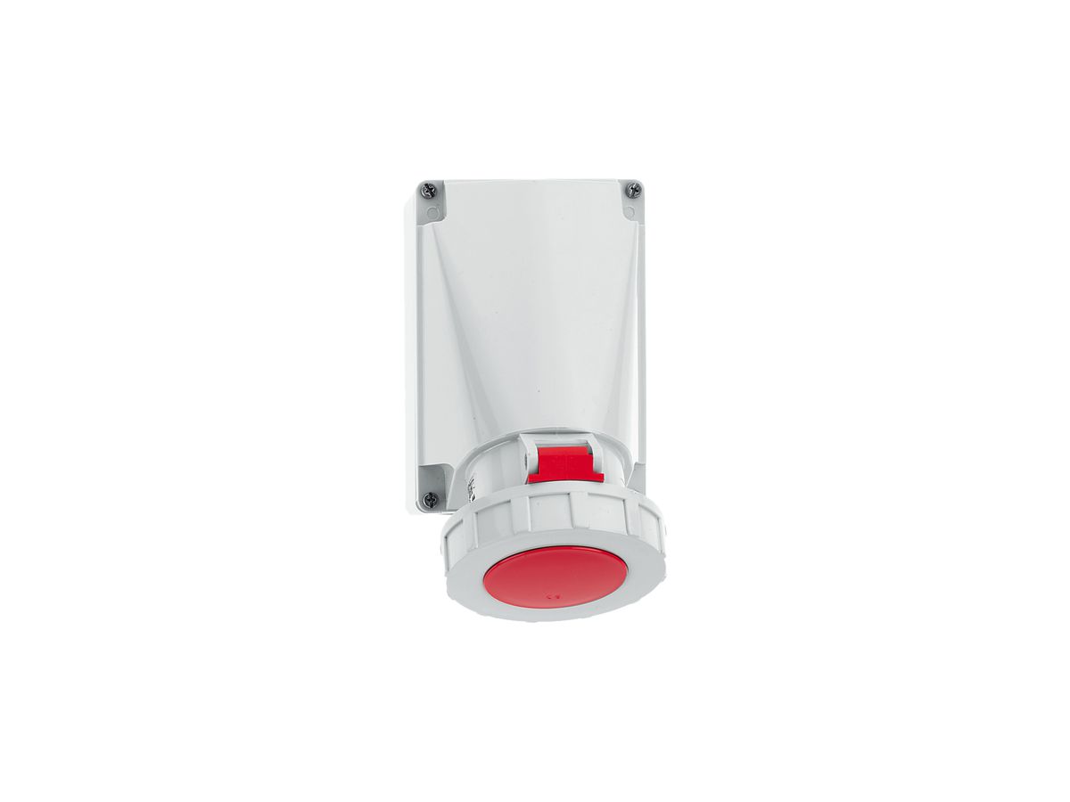 AP-Steckdose CEE Bals 4P 63A 400V 6h rot IP67 vernickelt Schkl.