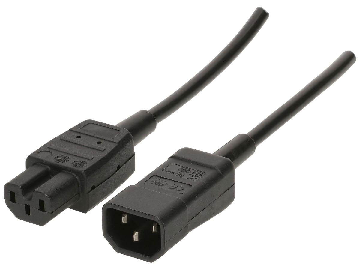 Apparatekabel MAX HAURI Td 3×1mm² 2.5m schwarz Stecker C14/C15