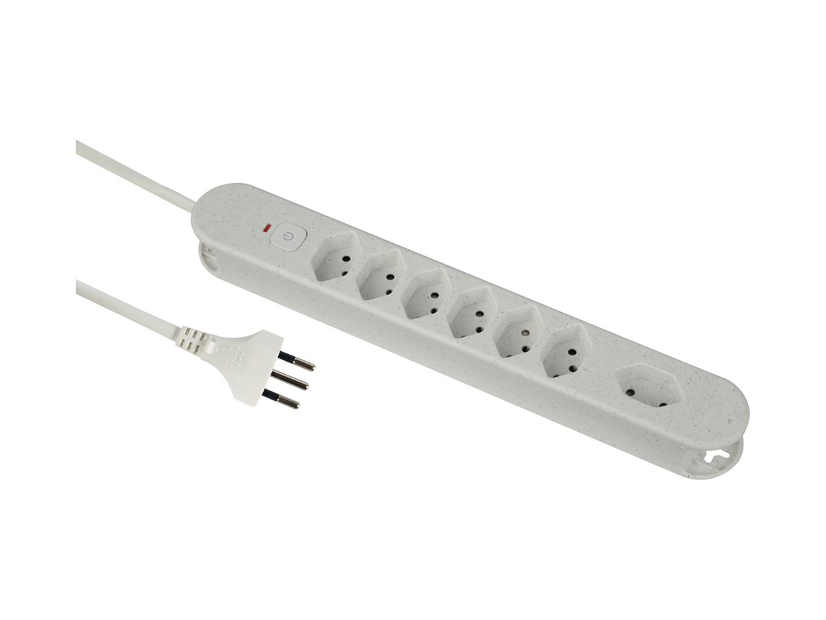 Steckdosenleiste Re:Life 10A Mit Ein-/Ausschalter 7×T13 1.8m weiss