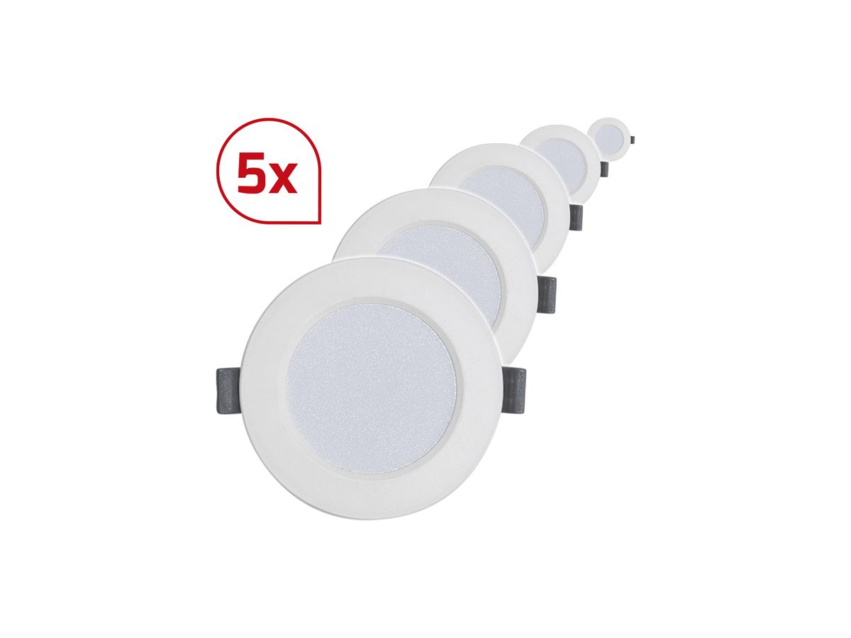 LED-Downlight DOTLUX CIRCLEflat 4W 240lm 4000K weiss 5er Set