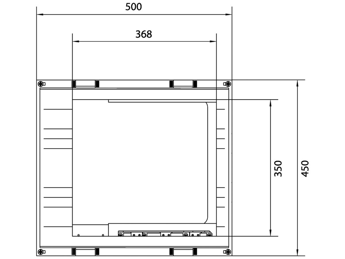 Baustein Hager univers N 450×500mm f.7 Trenner DIN00 senkrecht auf Schienen 60mm