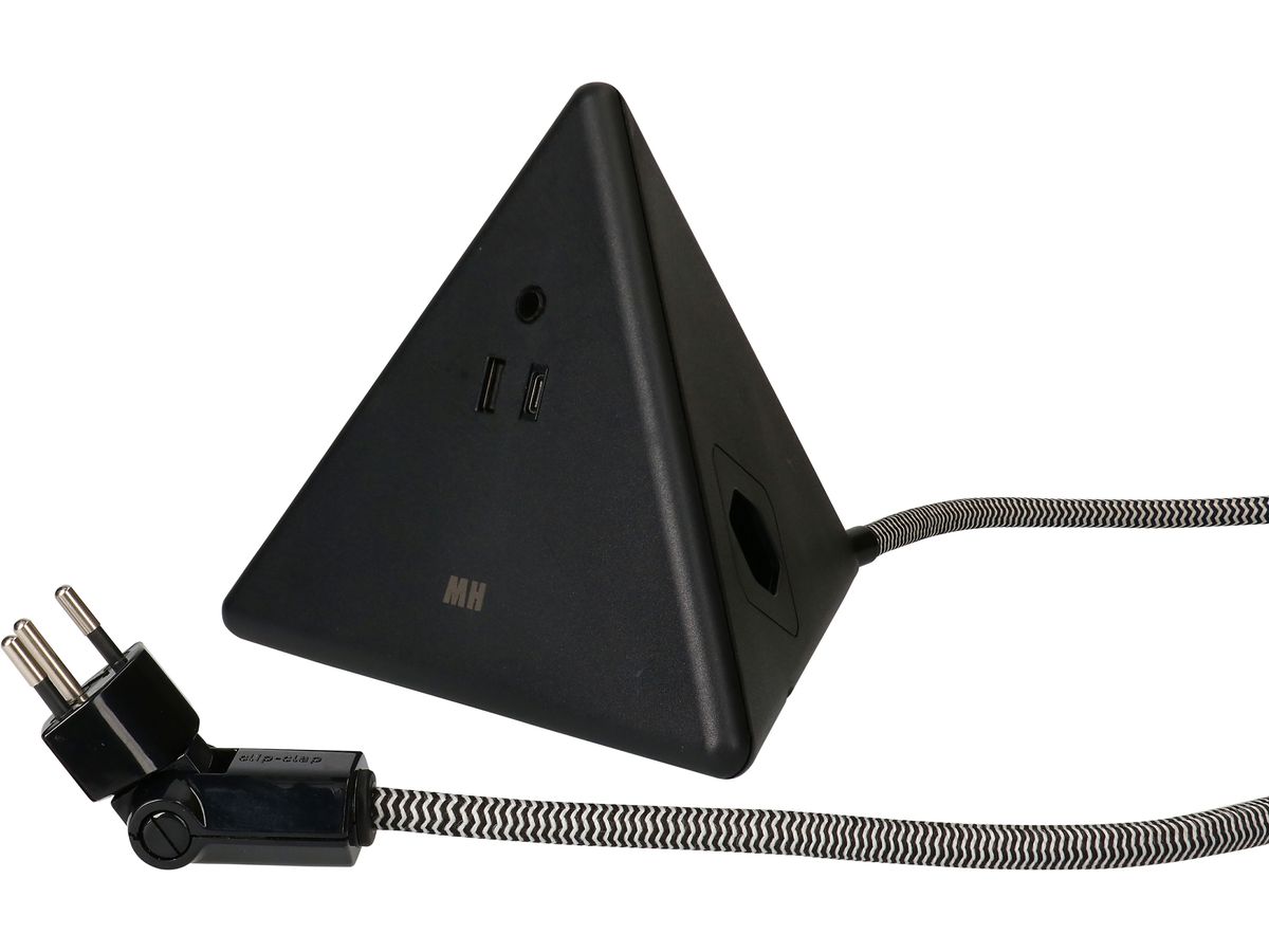 Mehrfachsteckdose Max Hauri Energy Pyramide 2×T13 USB A+C 18W schwarz