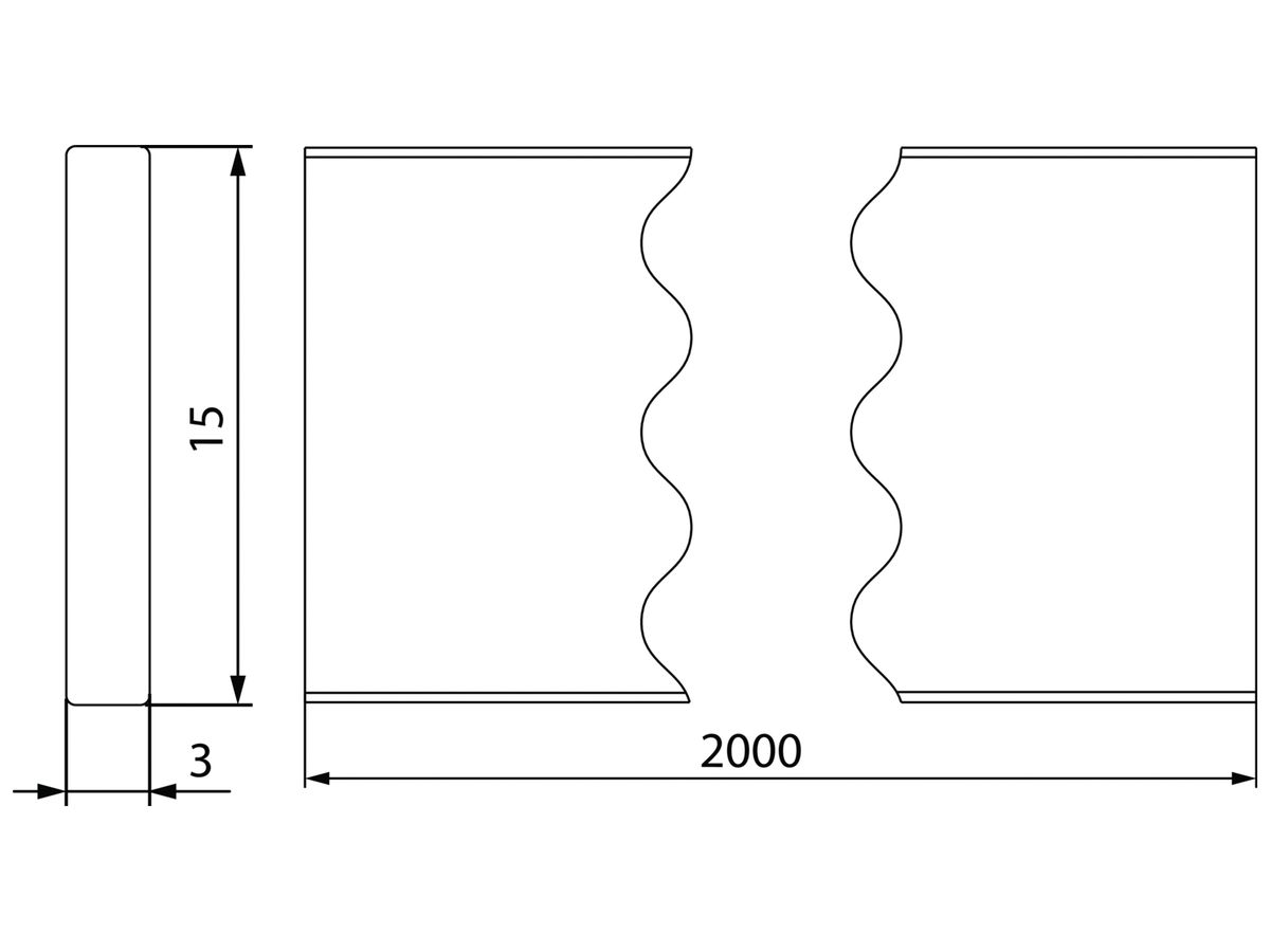 Sammelschiene Hager uniway, Kupfer blank, 15×3mm, Länge 2m