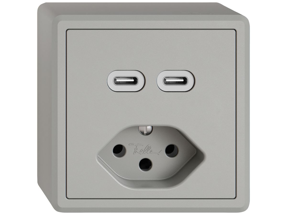 AP-USB-Ladesteckdose EDIZIO.liv SNAPFIX® USB C+C/T13 3A 230VAC hgu