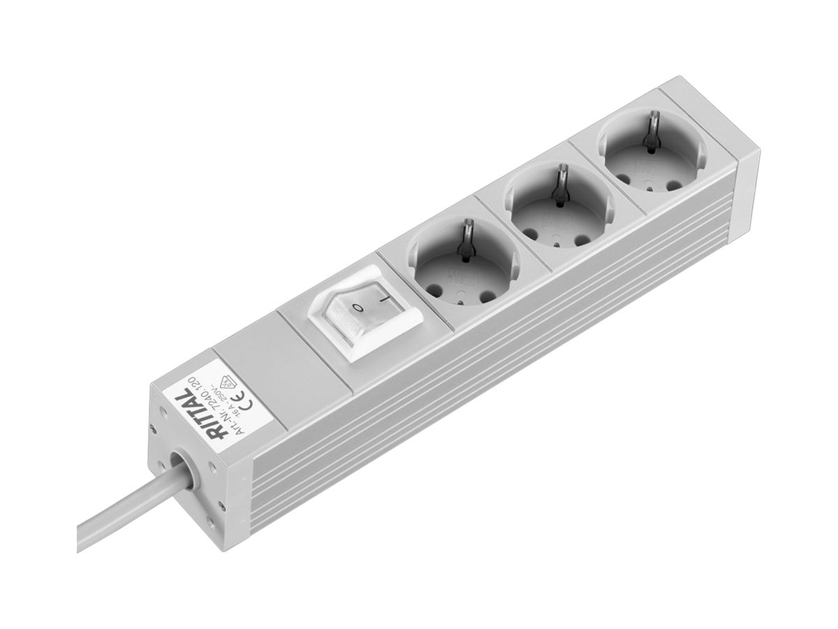 Steckdosenleiste Rittal DK 7240.120 230VAC/16A 3×SCHUKO Schalter