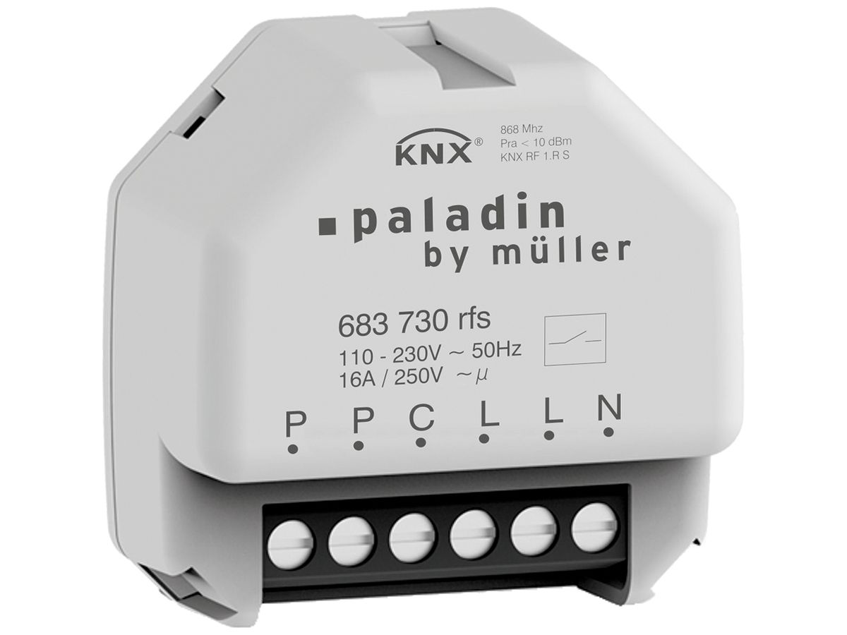 EB-Schaltaktor KNX RF paladin 683 730 rfs 1-Kan 16A 110…230V 2×DI