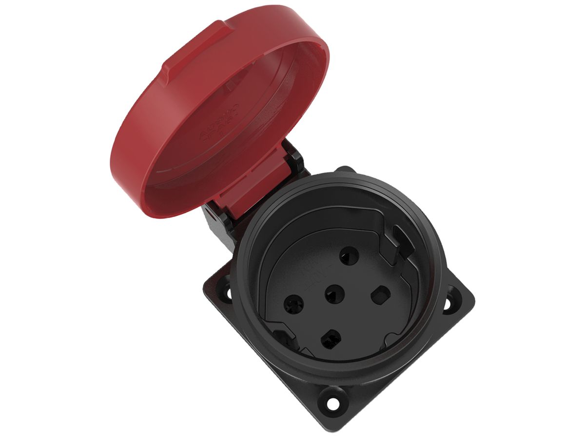EB-Steckdose ELBRO T15 IP55 10 A 400 VAC IK08 schwarz/rot S+ inkl. Dichtung