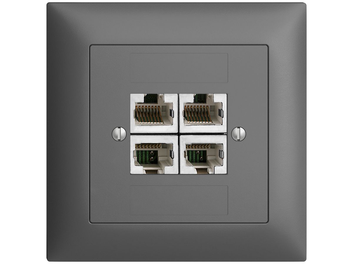 UP-Dose 4×RJ45/s 4P getr. EDIZIOdue dunkelgrau ITplus