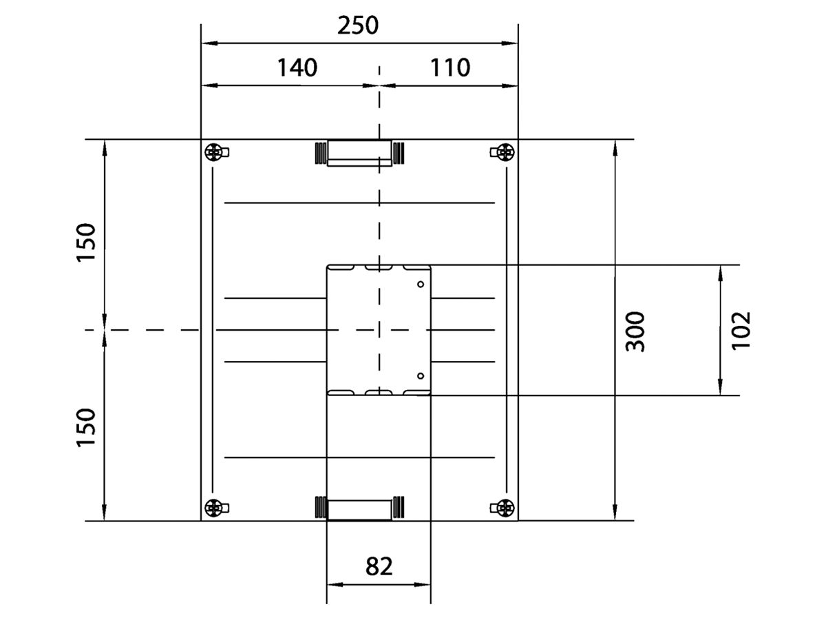 Baustein Hager univers N 300×250mm für Leistungsschalter H3+P160