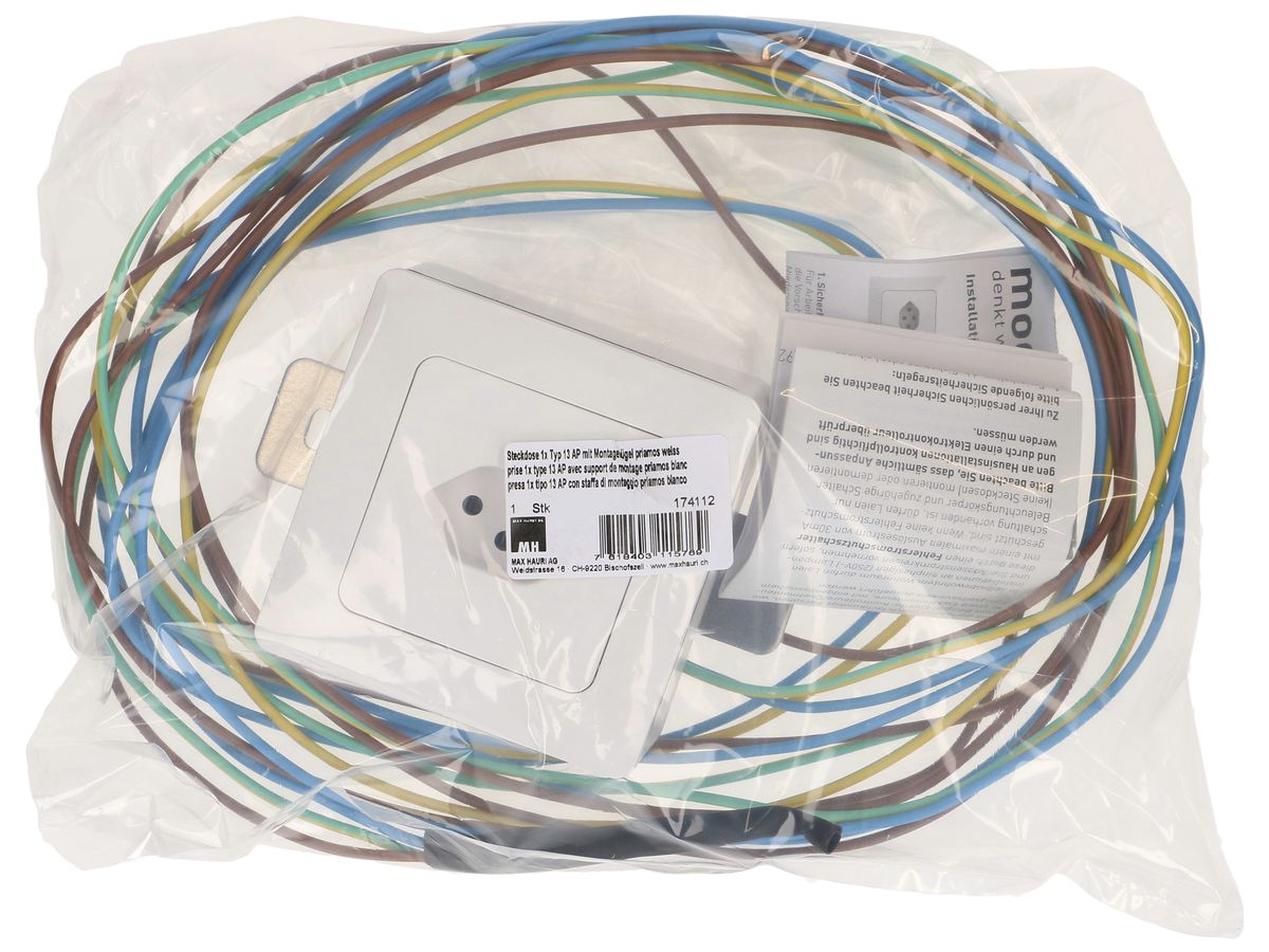 AP-Steckdose priamos 1×Typ 13 10A 230V IP20 weiss