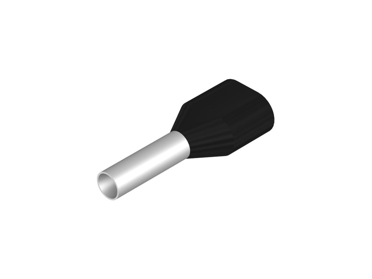 Zwillings-Aderendhülse Weidmüller H isoliert 2×1.5mm² 8mm schwarz DIN Beutel