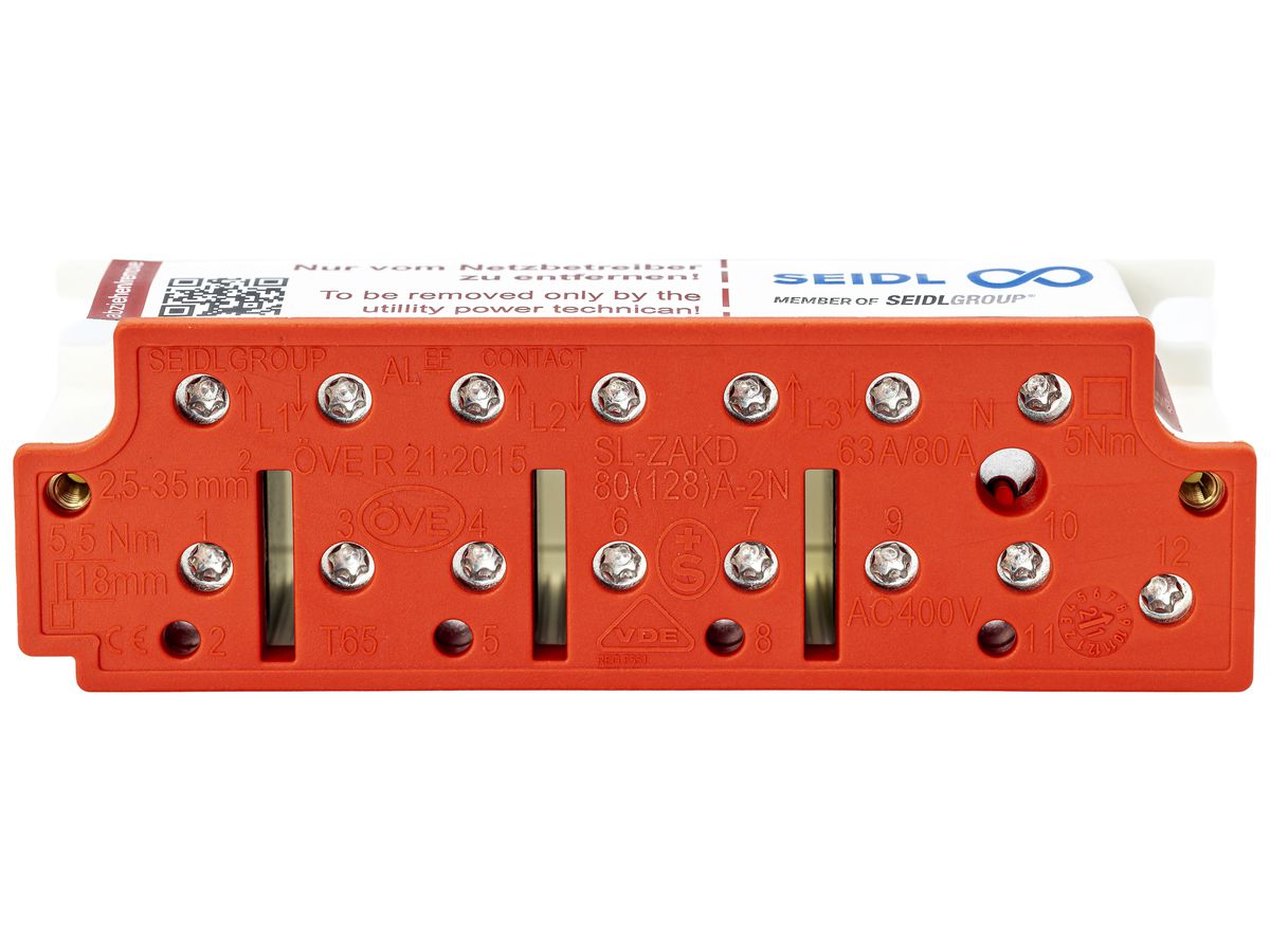 Zähleranschlussklemme SEIDL SL-ZAKD 80 (128)A-2N-m.TRE-A-SB 400V