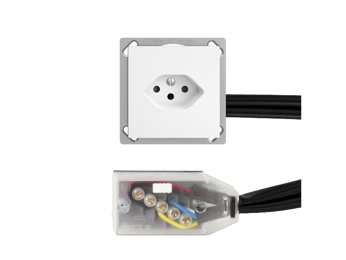 EB-Steckdose EDIZIOdue T13 L3 weiss für Flachkabel Technofil