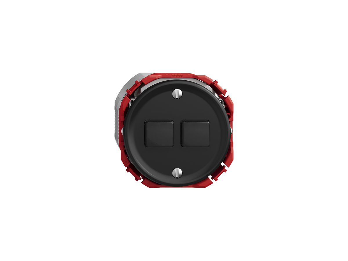 Druckschalter STANDARDdue Wiser SNAPFIX® m.Nebenstelle 2T 2B schwarz