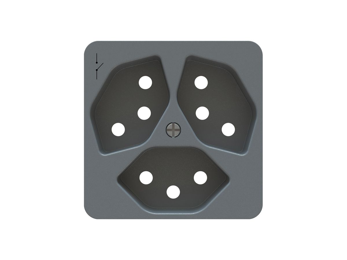 Frontplatte priamos Steckdose 3×T13 1×S 60×60mm anthrazit