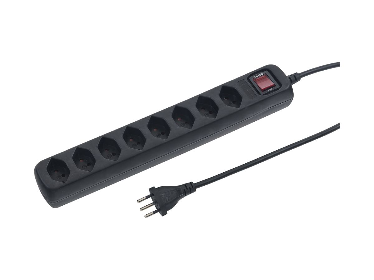 Steckdosenleiste STEBA POWER EASY 8×T13 mit Kinderschutz +Sch.1.5m schwarz