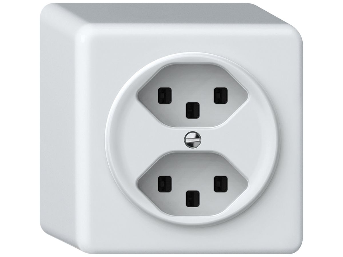 AP-Steckdose origin 2×Typ 23 16A 230V 88×88×54mm weiss