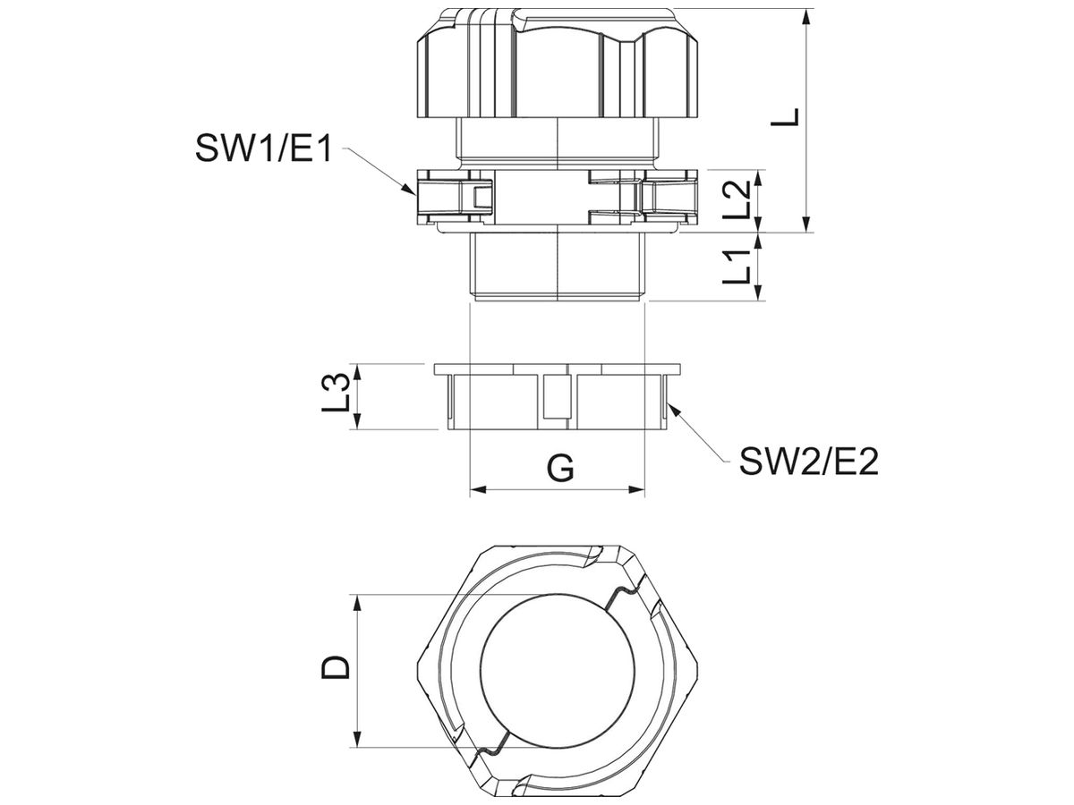 Kabelverschraubung Bettermann V-TEC TB32 teilbar M32 geschlossen IP67 grau