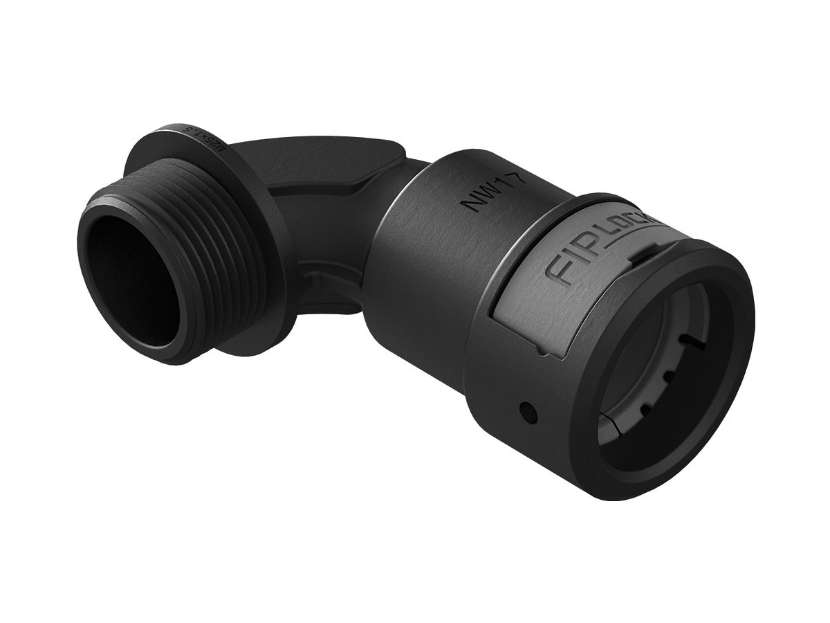 Verbinder 90° Plica FIPLOCK Nennweite 23 M32×1.5mm schwarz