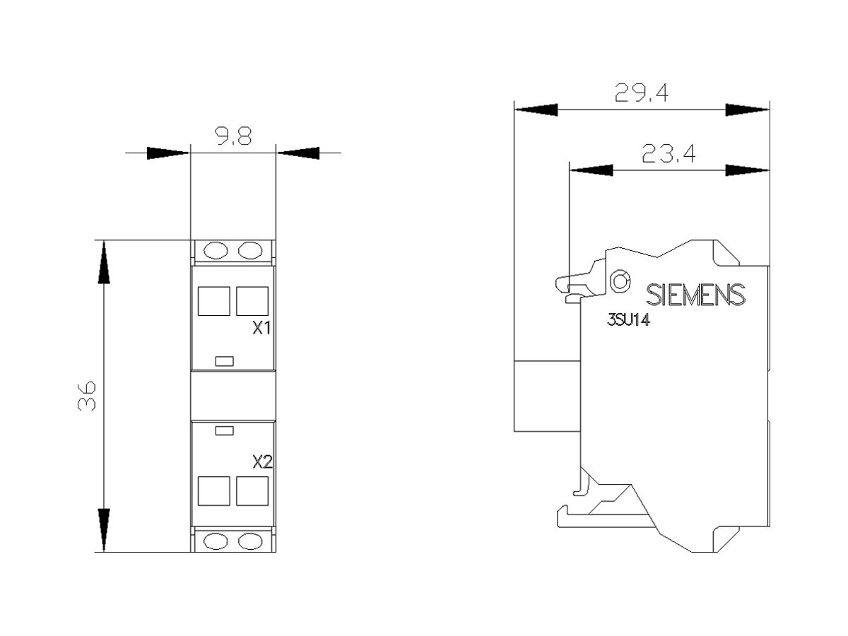 LED-Modul Siemens SIRIUS ACT grün 24VUC Front Federzugklemmen