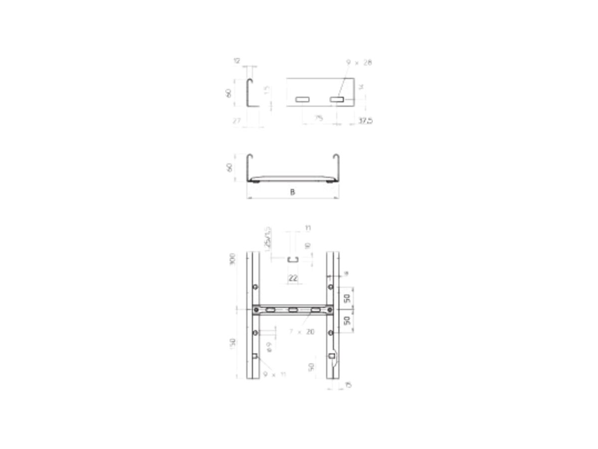 Kabelpritsche Bettermann LG 60×600×3000mm gelocht bandverzinkt