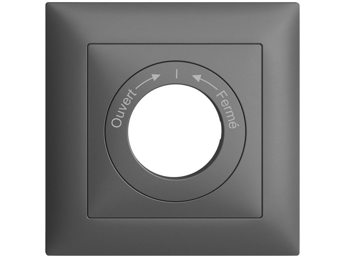 Frontset Ouvert->I<-Fermé EDIZIOdue dunkelgrau 88×88mm für Schlüsselschalter