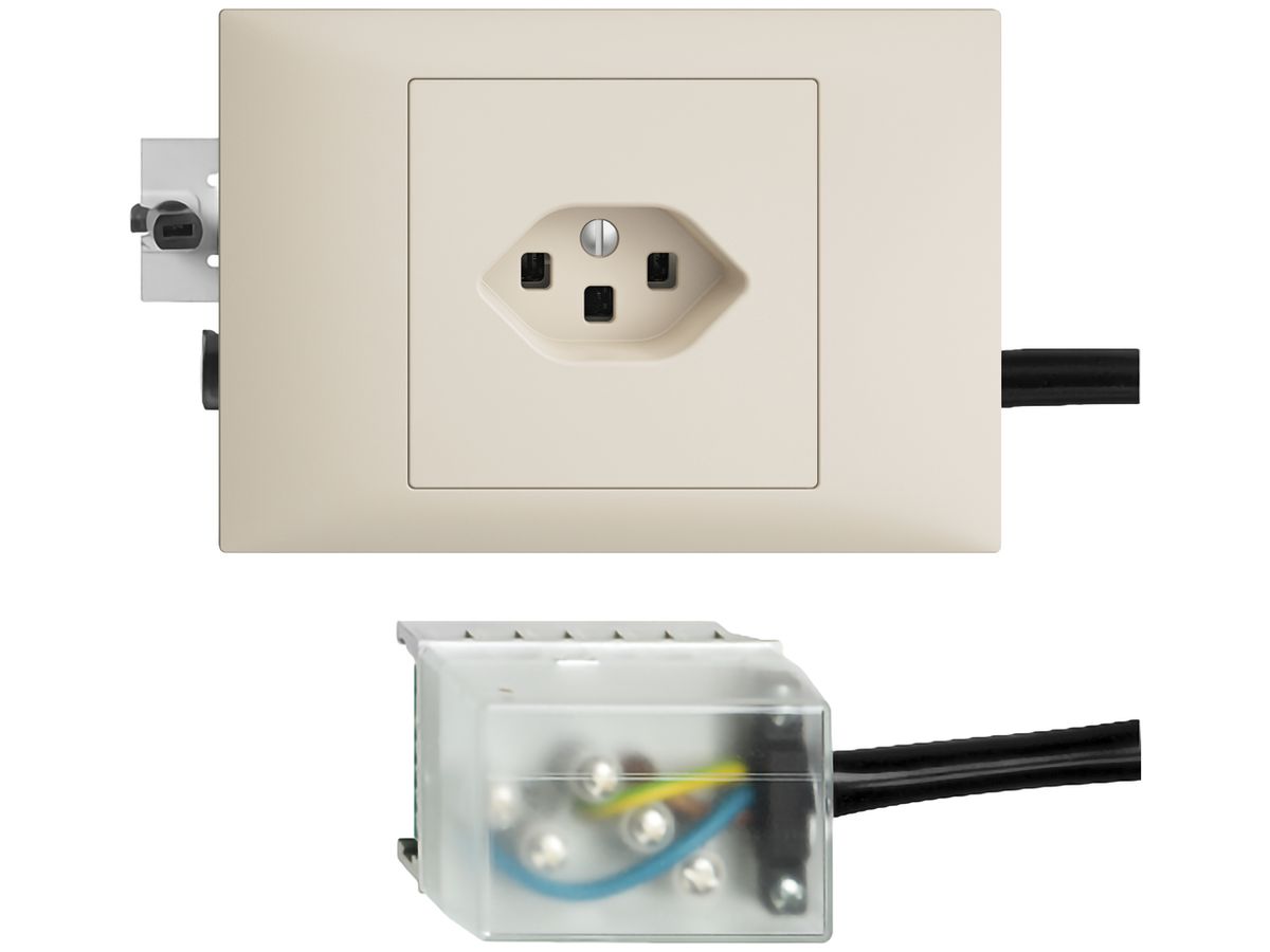 EB-Steckdose T23 L2 EDIZIOdue crema, 49…69mm für Flachkabel Powerbus