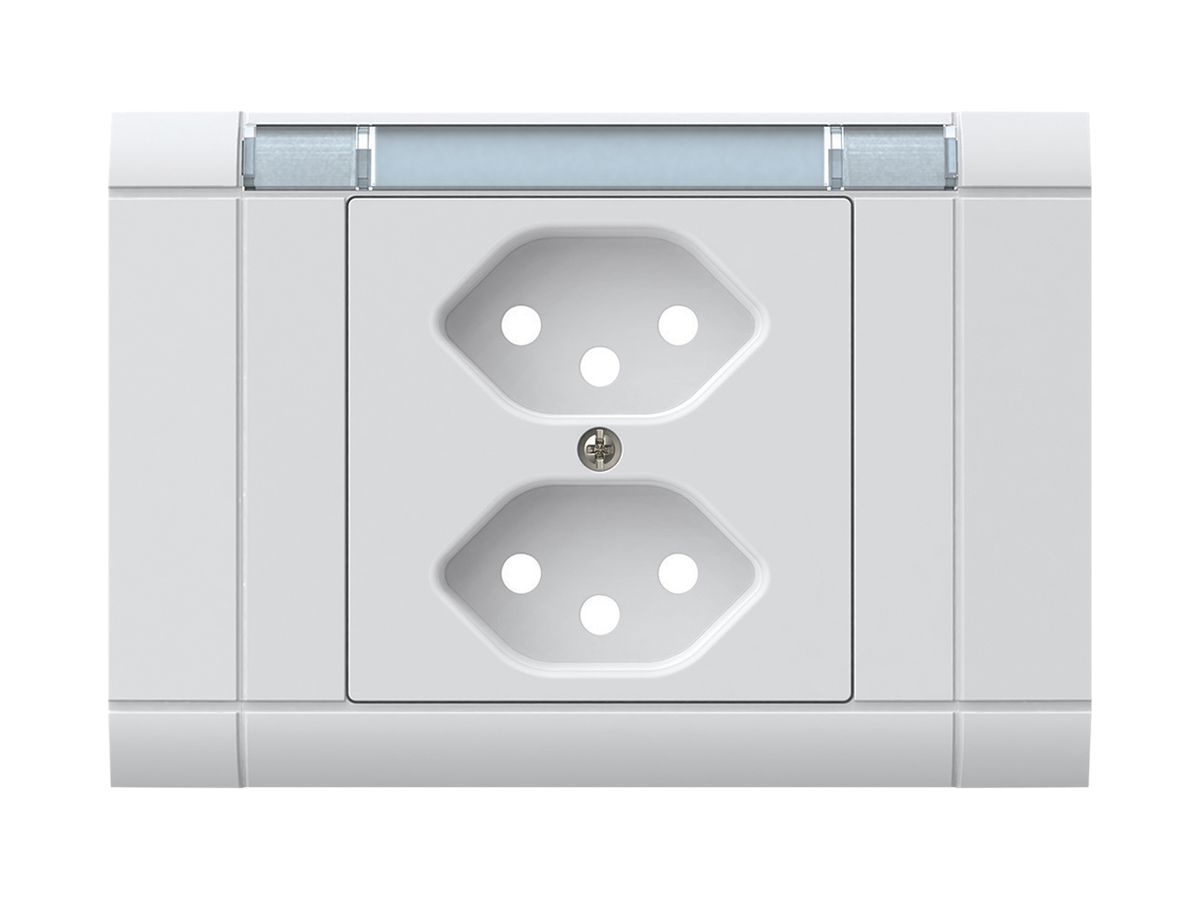 EB-Frontset kallysto, für EB-Steckdose 2×Typ 13, mit Bezeichnungsträger, weiss