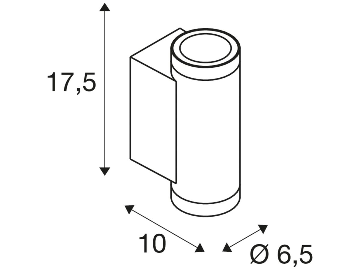 LED-Wandleuchte SLV HELIA PRO S 6W 600lm 2700K IP65 dir./indir.Ø65 weiss