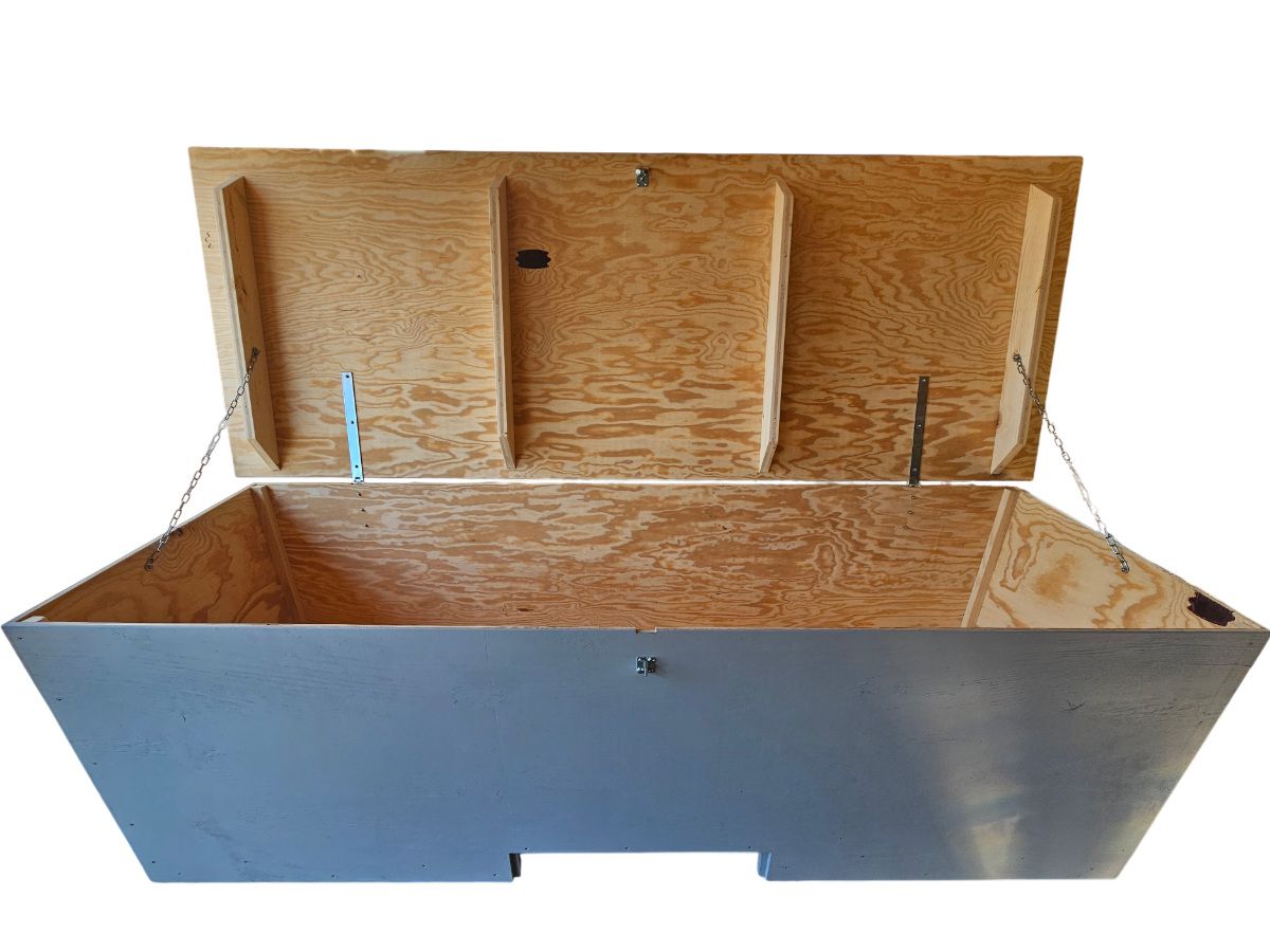 Baustellenkiste Holz mit Lenkrollen - Klappdeckel, LxHxT 2300x750x800mm