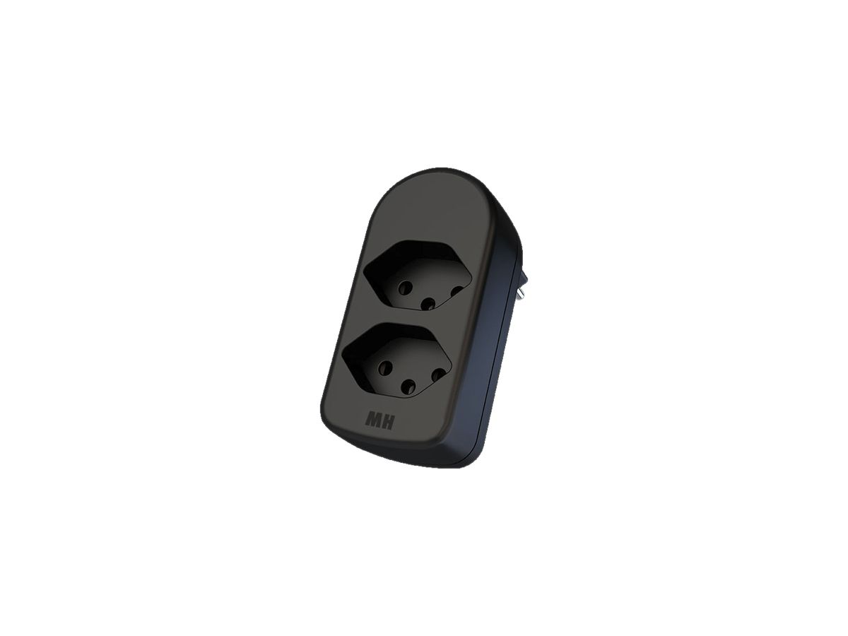 Mehrfach-Stecker MAX HAURI ADAPT SPLIT 10A 2×T13 schwarz