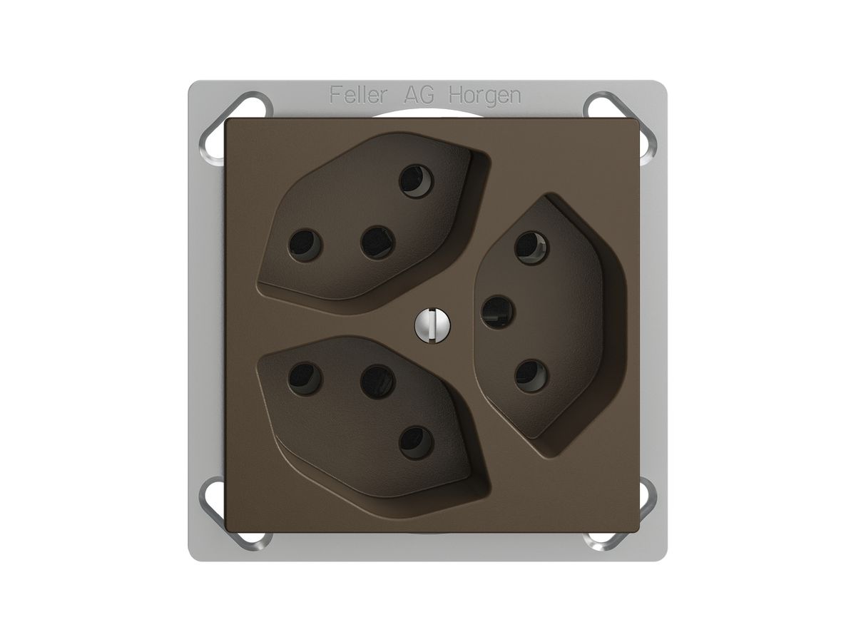 EB-Steckdose EDIZIOdue 3×T13 3×S coffee