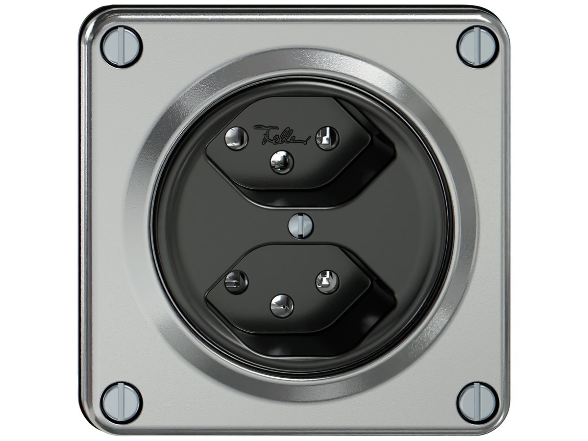 Steckdose ELEMENT 2×Typ 13 10A 250V IP20 aluminium