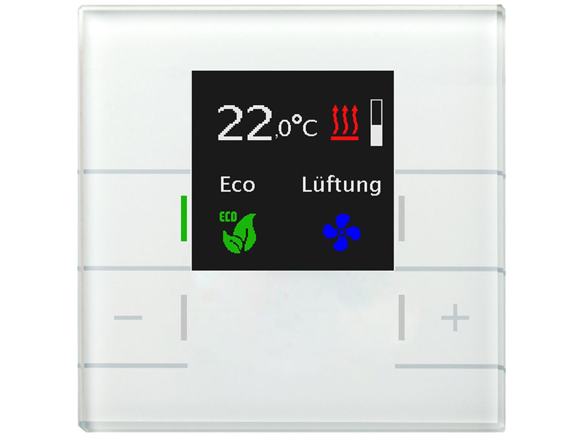 UP-Raumtemperaturregler KNX MDT SCN-RTRGW.02 Display LED Glas weiss