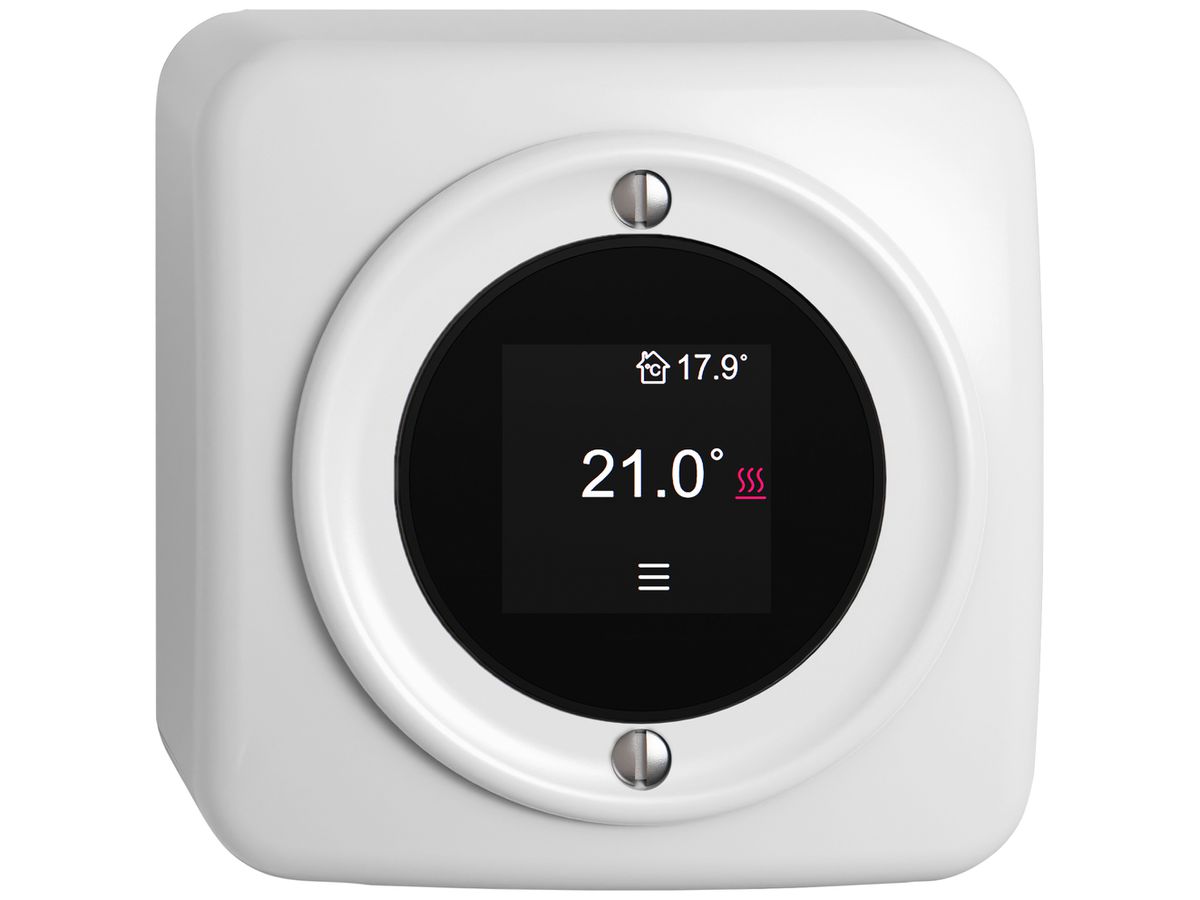 AP-Raumthermostat STANDARDdue SNAPFIX® 230VAC 4…30°C 76×76mm weiss